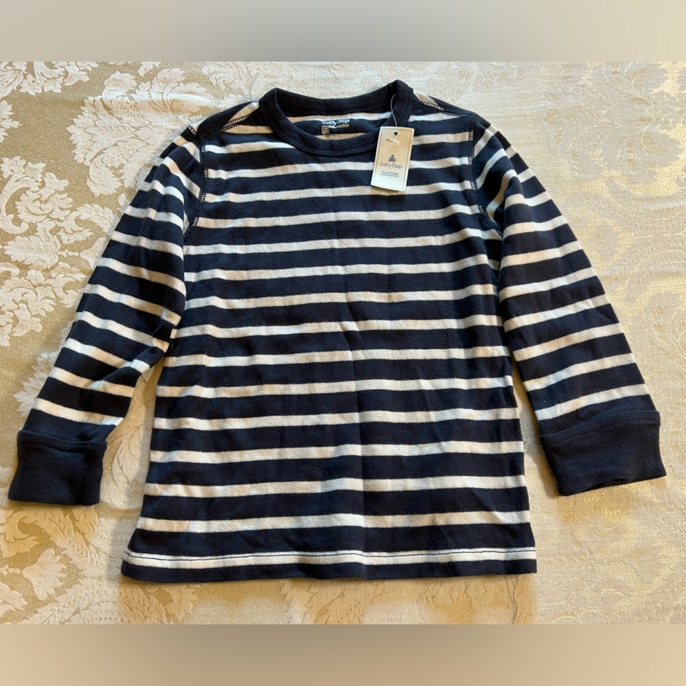 Gap Cotton Long Sleeve Tee Stripes Navy and White NEW NWT